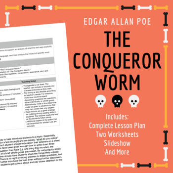 The Conqueror Worm Edgar Allan Poe Lesson Plan Worksheet And Slideshow