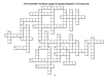 The Contender﻿ by Robert Lipsyte Vocabulary Chapters 7 13 Crossword
