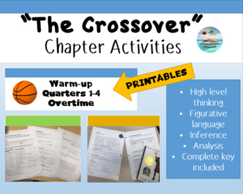 Preview of "The Crossover" by, Kwame Alexander Chapter PRINTABLES with assessments