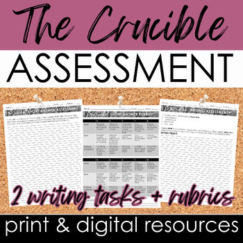 Preview of "The Crucible" Extended Response Assessment: 2 Questions, Rubrics, and Samples!