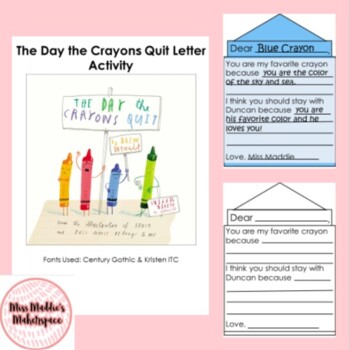 Preview of "The Day the Crayons Quit" Letter Activity