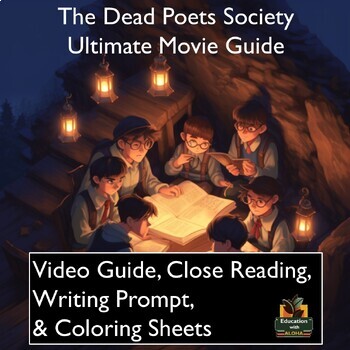 Preview of The Dead Poets Society Video Guide:  Worksheets, Reading, Coloring, & More!