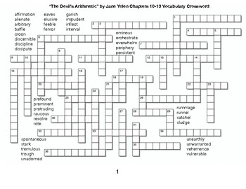 The Devil s Arithmetic﻿ by Jane Yolen Chapters 10 13 Vocabulary Crossword