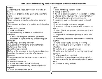 The Devil s Arithmetic﻿ by Jane Yolen Chapters 5 9 Vocabulary Crossword