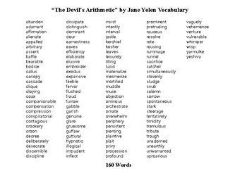 “The Devil's Arithmetic﻿” by Jane Yolen Vocabulary Word Search Package