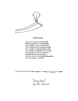 Preview of "The Diving Board" by Shel Silverstein Symbolism and Theme Analysis Worksheet