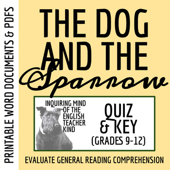 Preview of "The Dog and the Sparrow" by the Brothers Grimm Quiz and Answer Key (Printable)