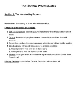 Preview of "The Electoral Process" Notes