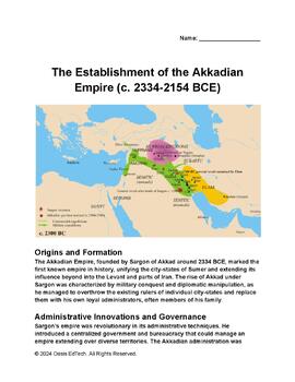 Preview of  The Establishment of the Akkadian Empire (c. 2334-2154 BCE) Worksheet