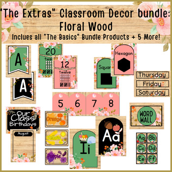 Preview of "The Extras" Floral Wood Decor Bundle: ("The Basics" bundle+5 More Products!)