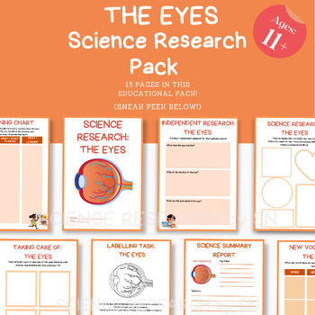 Preview of ‘The Eyes’ Printable/Digital Science Activity Pack.