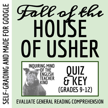 Preview of "The Fall of the House of Usher" by Edgar Allan Poe Quiz for Google Drive