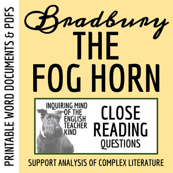 Preview of "The Fog Horn" by Ray Bradbury Close Reading Analysis Worksheet (Printable)