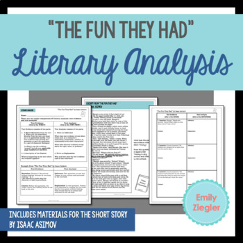 Preview of "The Fun They Had" by Isaac Asimov Literary Analysis Graphic Organizers