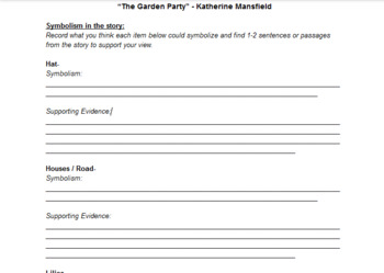 Download The Garden Party Worksheets Teaching Resources Tpt