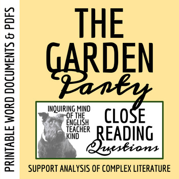 Download The Garden Party Worksheets Teaching Resources Tpt