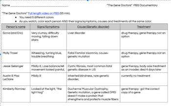Preview of "The Gene Doctors" video worksheet