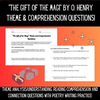 Preview of "The Gift of the Magi" by O. Henry Comprehension Questions + Theme Analysis!