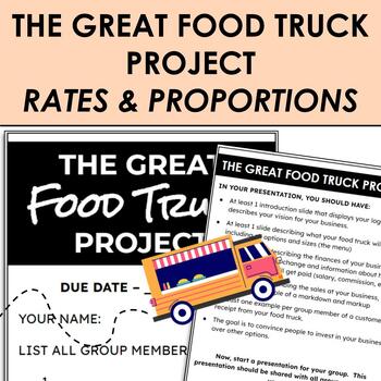 Preview of "The Great Food Truck Project" - Rate, Proportions, and Percents Unit Assessment