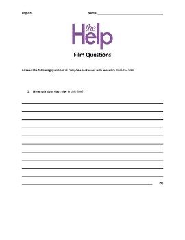 Preview of "The Help" Questions