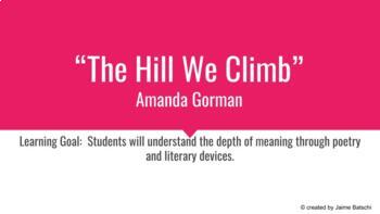 Preview of "The Hill We Climb" Literary Devices Lesson