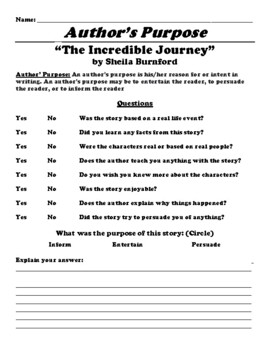 the incredible journey worksheet answers