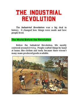 Preview of "The Industrial Revolution" + Multiple Choice Worksheet