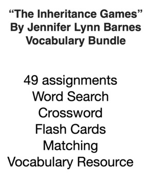 Preview of “The Inheritance Games”  By Jennifer Lynn Barnes  Vocabulary Bundle