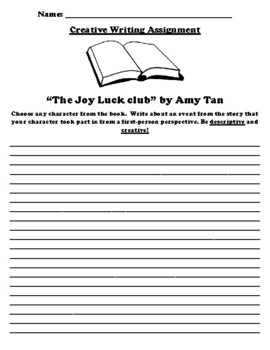 Preview of “The Joy Luck club” by Amy Tan UDL Creative Writing Assignment