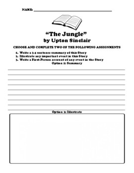 The Jungle by Upton Sinclair UDL Choice Board Worksheet TpT