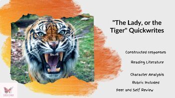 Preview of "The Lady, or the Tiger" Quickwrites EOC test prep RL.10.1 ACES digital resource