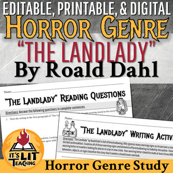 Preview of "The Landlady" by Roald Dahl Horror Story Study | Printable & Digital