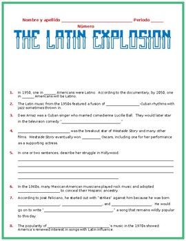 Preview of "The Latin Explosion" Guided Notes