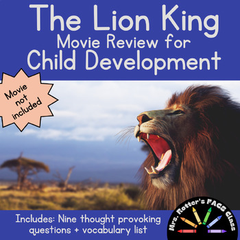 Preview of "The Lion King" Movie Review Worksheet - Child Development - FACS - End of Year