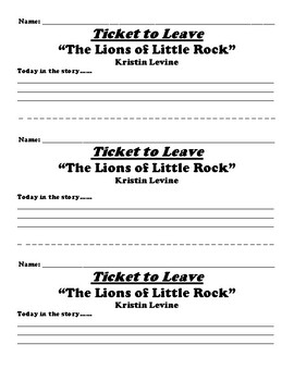 The Lions of Little Rock” TICKET TO LEAVE by BAC Education