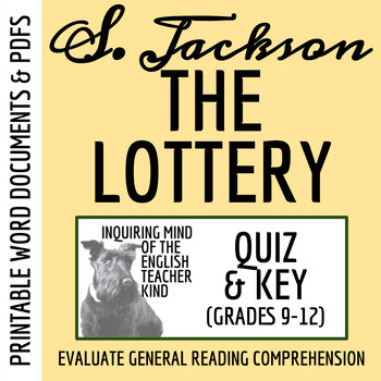 Preview of "The Lottery" by Shirley Jackson Comprehension Quizzes and Keys (Printable)