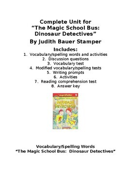 Preview of "The Magic School Bus:  Dinosaur Detectives" by Judith Bauer Stamper Unit