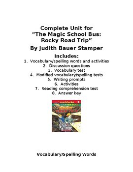 Preview of "The Magic School Bus:  Rocky Road Trip" by Judith Bauer Stamper Unit