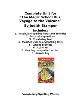 Preview of "The Magic School Bus:  Voyage to the Volcano" by Judith Stamper Unit