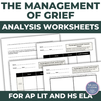 Preview of "The Management of Grief" Analysis Wksts/Graphic Organizers - HS Eng and AP Lit