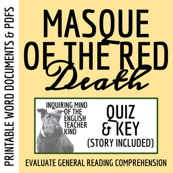Preview of "The Masque of the Red Death" by Edgar Allan Poe Quiz and Answer Key (Printable)