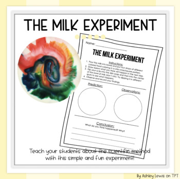STEAM Activity The Milk Experiment by Ashley Lewis TpT