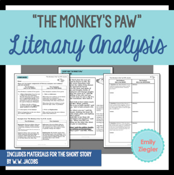 "The Monkey's by W.W. Jacobs Literary Analysis Graphic