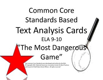 Preview of "The Most Dangerous Game" Literary Analysis Task Cards : CCSS : ELA 9-10