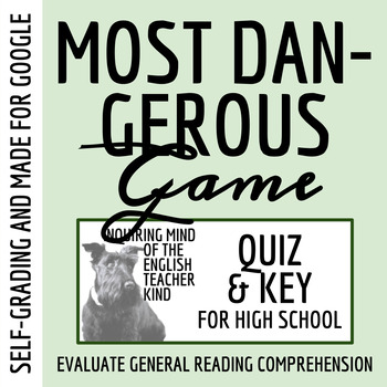 Preview of "The Most Dangerous Game" by Richard Connell Quiz and Answer Key (Google Drive)