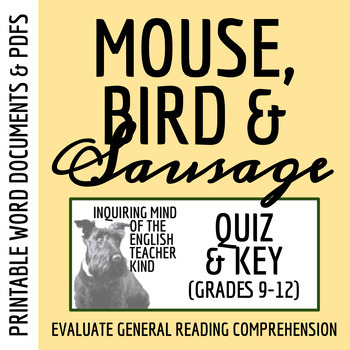 Preview of "The Mouse, the Bird, and the Sausage" by the Brothers Grimm Quiz and Answer Key
