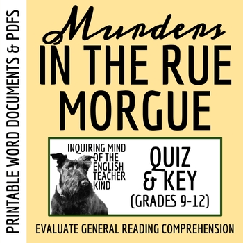 Preview of "The Murders in the Rue Morgue" by Edgar Allan Poe Quiz and Answer Key