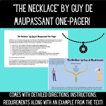 Preview of "The Necklace" by Guy de Maupassant One-Pager (Theme/Characterization)!