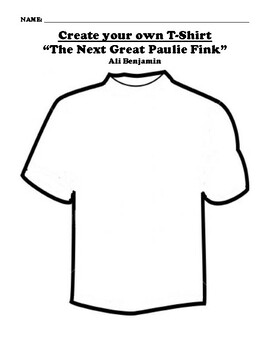 “The Next Great Paulie Fink” T-Shirt Worksheet by BAC Education | TPT