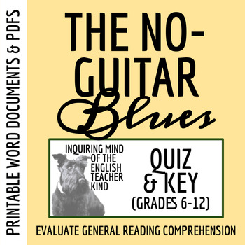 Preview of "The No-Guitar Blues" by Gary Soto Quiz and Answer Key for High School